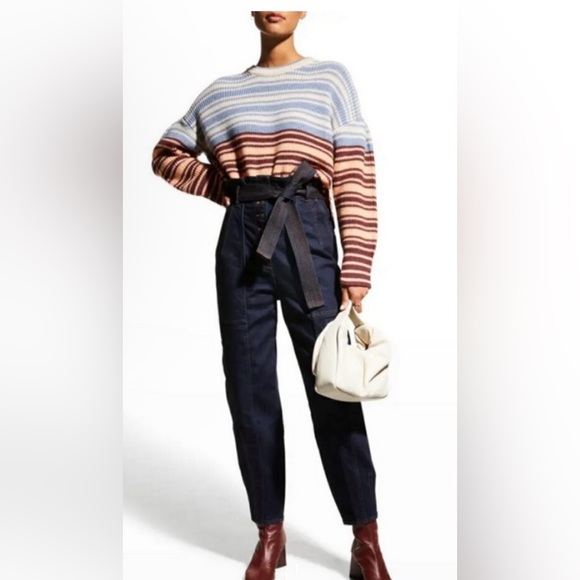 Cinq a Sept Striped Malia Pullover Sweater. Peach Multi. NWT. - Picture 1 of 6